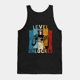 Level 11 Unlocked Video Gamer 11 Year Old 11th Birthday Tank Top